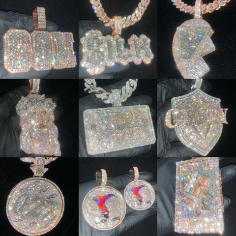 Moissanite hip-hop style bracelet and necklace Hip Hop Mens Iced Out Pass Tester Sterling Sier Custom Moissanite Name Pendant &quot;Premium Customization&quot;