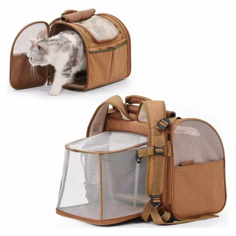 Pet backpack, cat bag, summer outdoor expandable portable backpack, large capacity breathable bag