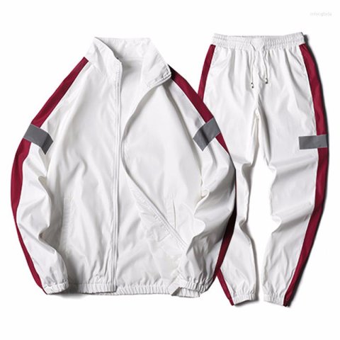 Men&#039;s Tracksuits Dropship Patchwork Set Pria Kasual Hip Hop Gaya Korea 2 Potong Pakaian Streetwear Olahraga Kebugaran