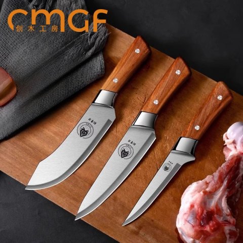 Meat cleaver butchers pig butchers knife sharp bone razor kitchen knife set with knife cover 241225