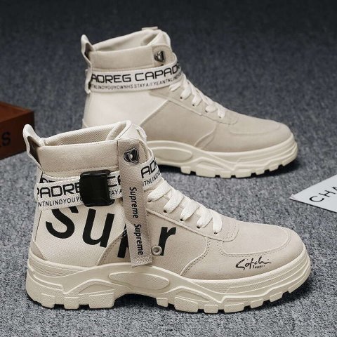 2024 New Spring Free shipping and Autumn Versatile Round Toe High-top Trendy Martin Military Boots Men&#039;s Shoes