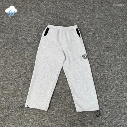 Men&#039;s Pants Quality Cotton Gray Jogger Drawstring Sweatpants Men Women Couple Fashion Logo Embroidery Mertra Casual