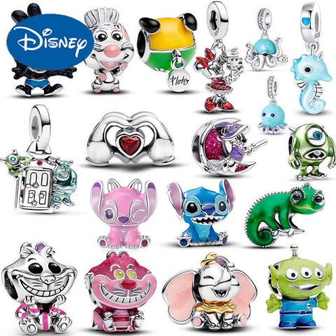 Disney New Disney Cheshire Cat Stitch Charm Beads Suitable for Original Women Bracelet Necklace Pendant Jewelry Holiday Gifts W250806