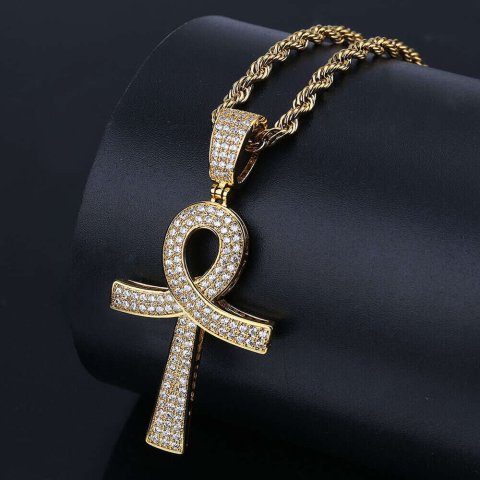 Trendy Necklace Anhe Key Cross Pendant Chain