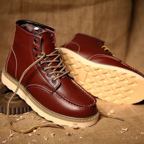 Men's Winter Leather - Warm, hot Waterproof, Fur Lined, Non-Slip, Handmade Ankle Boots for Work & Outdoor
