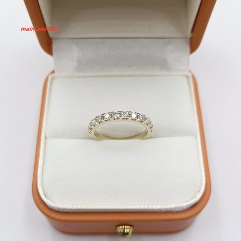 14K Solid Gold 3mm Width Round Moissanite RD 2.5mmx12pcs Wedding Ring for Women