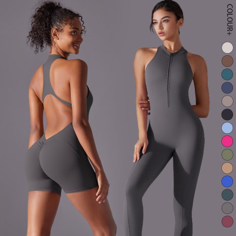 Women&#039;s Shapewer Backless Yoga Jumpsuit Shorts Set Women Bodysuits Tummy Control Butt Lifting Sports Shapewea Fiess