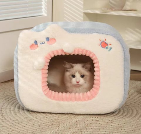 Pet dog kennel Genki Cat kennel winter warm four seasons universal cold cat house winter closed cat kennel
