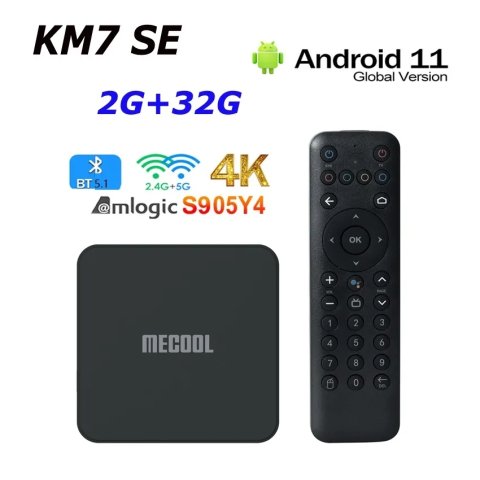 MECOOL KM7 SE Amlogic S905Y4 Android 11 TV Box 4K ATV Google Certified 2GB 32GB BT5.1 Media Player PK KP1 KM2 KM7 PLUS