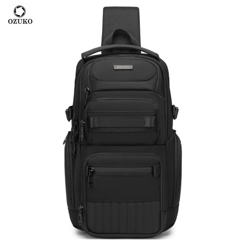 Free shipping ozuko new waterproof men&#039;s chest bag tide brand multi-function crossbody bag single-shoulder portable outdoor leisure travel bag