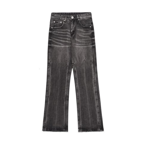 Trendy High Street Washed Outdated Wide Leg Jeans for Men, Personalized Loose, Perforated, Wear Out, Micro flared Pants