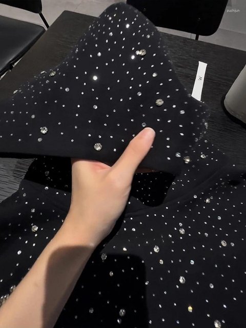 Men&#039;s Hoodies Heavy Du Street Sle Hoodie With Oulder Pads For Men Sparkling Rhinestone Design Spring Autumn Ex High Quali Coupl...