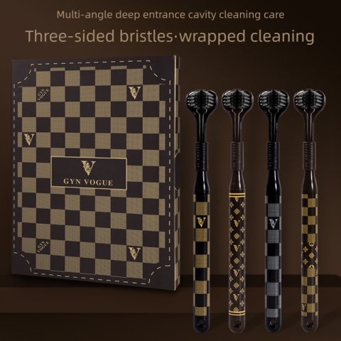 4-Pack GYN Three-Sided Brush Heads Adult Gift Household Medium Soft Bristle Three-Head Toothbrush