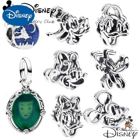 Disney Miniso Disney DIY Openwork Mickey Mouse and Donald Duck Magic Mirror Charm Beads Fit Original Silver Bracelet Women Jewelry Gift W250806