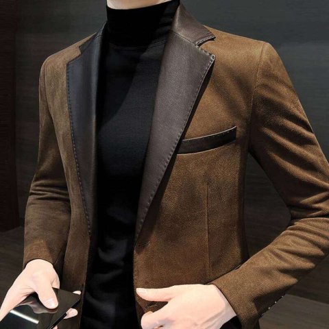 Single Breasted Splicing New In Jacket for Men Vintage Coats Designer High Quality Spring Clothes Man Suits and Blazers