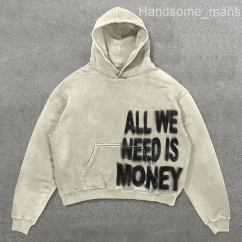 Mens Hoodies Kpop Ins All We Need Is MONEY Print Pullover Hoodie Women Men Autumn Sweatshirt Hoody BAT SLEEVE For Youth Fans