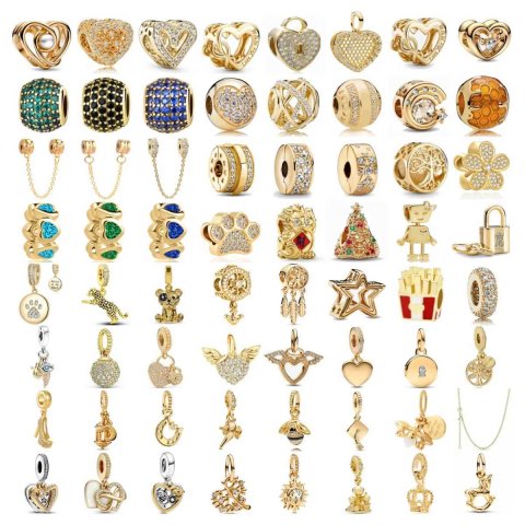 Original New DIY Women Jewelry Fine 925 Sterling Silver Plated Gold P Bead Fit Necklace Charms Bracelet Trinket Accessories XJ250607