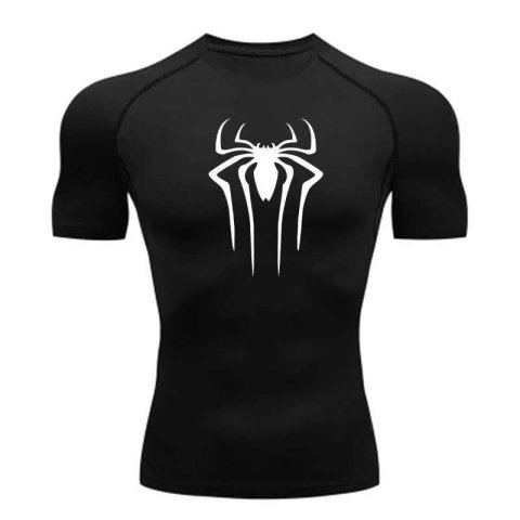 New compression shirt mens spider print fitness running T-shirt Rashgaard top quick drying short sleeved mens T-shirt W250329
