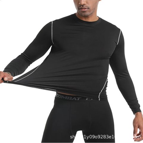 Men Long Sleeve Compression TShirts Gym Basketball Tops Quick Dry Running Football T Shirt Man Casual Tees Shirts Clothing 241220Z