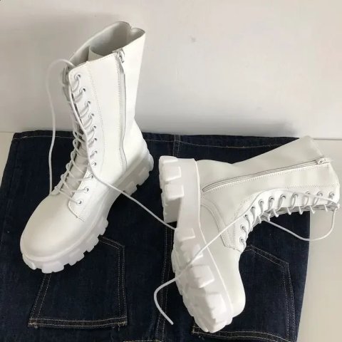 Thicken Winter Knight Boots Women Knee High Long Square Heel Boots Retro Thick Motorcycle Boots Black White Botas Mujer 250910