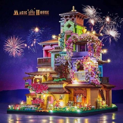 7080PCS Magic Castle Sakura House Building Blocks City Street Model With LED Lights Mini Bricks Toys Children&#039;s Christmas Gifts