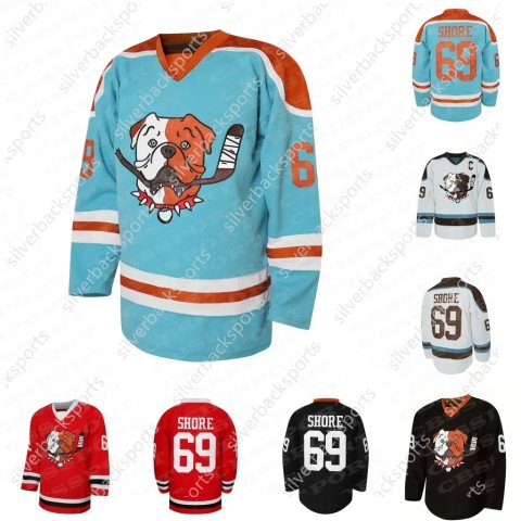 In stock 69 Shoresy SudBery Blueberry Letterkenny Hockey Jersey Red Black Blue