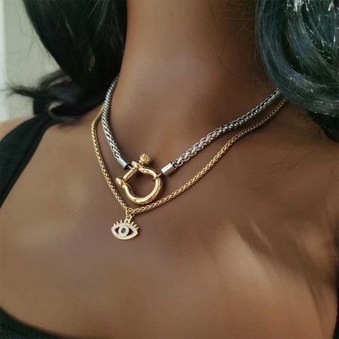 Oil free waterproof jewelry 18K gold-plated stainless steel rope chain necklace two tone necklace YF3383 X241123