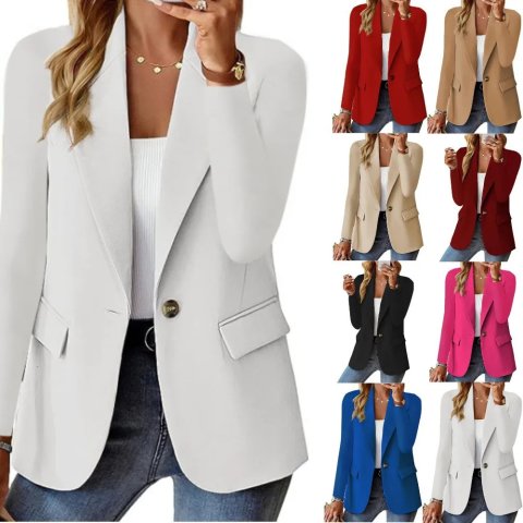 Women&#039;s Suits Blazers Women Blazer Coats Autumn Winter Pocket Notched Single Button Slim OL Workwear Business Coat SZE-ST23138 231216