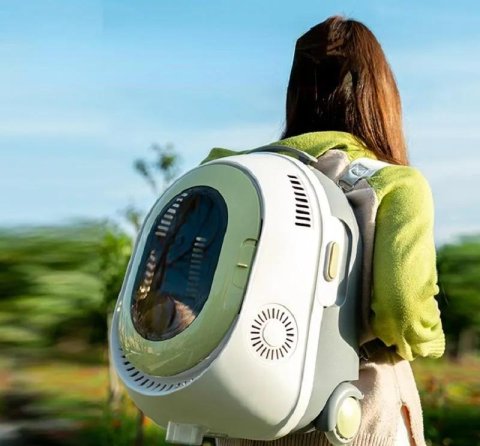 Cat bag out cat backpack out cat cage out two shoulders pet cat trolley box Space capsule carry fresh air out bag