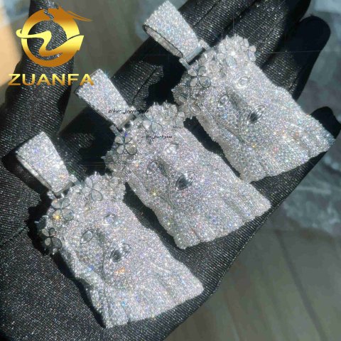 Instock 925 Sterling Silver Jesus Head VVS Moissanite Diamond Pendant Pass Diamond test Iced Out Pendant for Cuban Link Chain