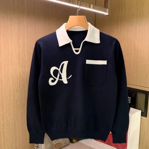 Autumn Winter Knitted Men Long Sleeve Polo Shirts 241120