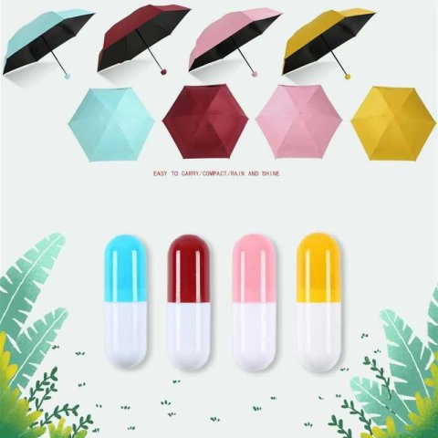 Mini Folding Capsule Umbrella with Pill Package Box Pocket Parasol Anti-UV Portable Travel Umbrella Sunny and Rainy DayXJ241120