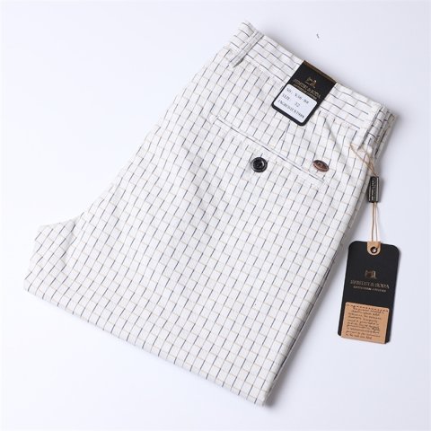 Thin Summer Plaid Pants Men Straight Skinny Korea Style Clothes Men Pants White Office Dress Trousers for Male 240814CJ