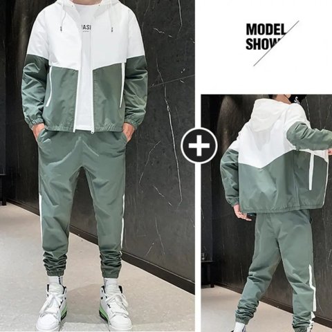 Spring Men Casual Sets Mens Hooded Tracksuit Sportswear JacketsPants 2 Piece Sets Hip Hop Running Sports Suit 240812