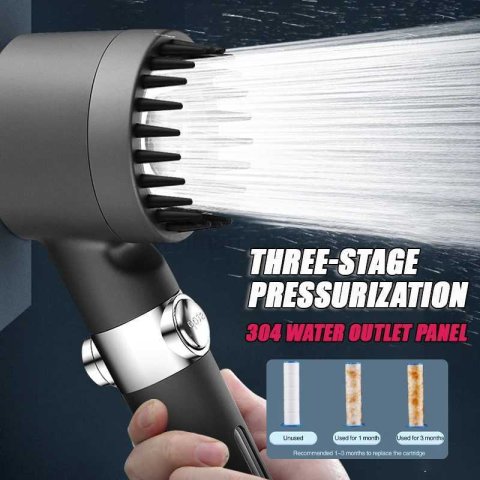 New Black Shower Head Rainfall High Pressure 3 Modes Adjustable Boost Filter Holder with Hose for Bathroom Accessories SetsCL240710