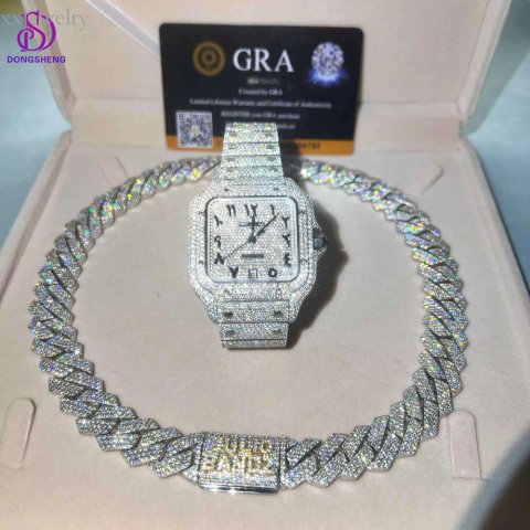 Custom Vvs Moissanite Cuban k Fashion Jewelry Necklace Hip Hop Iced Out High Quality Sier Miami Chain