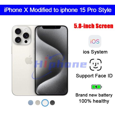 Original Unlocked iphone X Convert to iphone 15 Pro Cellphone with 15pro Camera appearance 3G RAM 64GB 128GB 256GB ROM Mobilephone