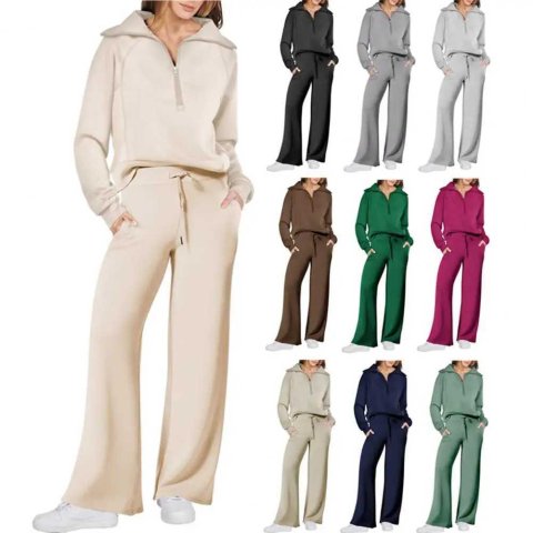 Womens 2 Piece Outfits Sweatsuit Oversized Loose Sweatshirt and Wide Leg Pants Matching Lounge Set Fall TracksuitsC241207