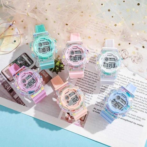 UTHAI CE35 childrens sports watch for girls boys teenagers children digital electronic watch transparent jelly waterproof swimming watch X241122