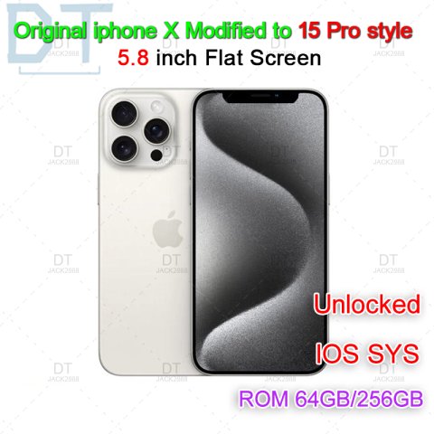 iPhone Original Unlocked iphone X Covert to iphone 15 Pro Cellphone with 15pro Camera appearance 4GB RAM 64GB 256GB ROM Mobilephone,refurbished iphones