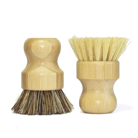 Dish Round Handle Pot Wood Brush Household Sisal Palm Bamboo Kitchen Chores Rub Cleaning Brushes es
