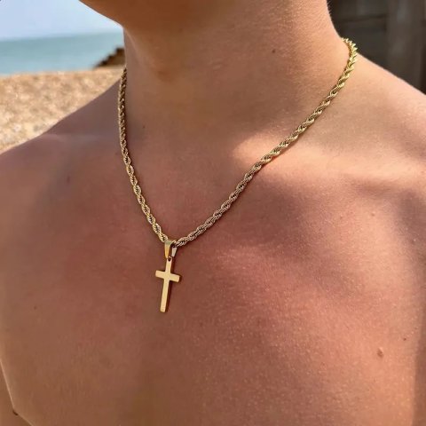 stainless steel cross pendant necklace suitable for men women minimalists gold jewelry mens and womens necklaces necklaces 240906