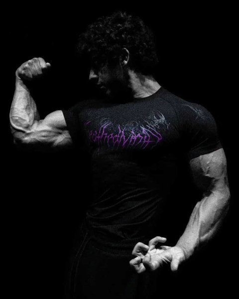 Breathedivity compression shirt short sleeved top muscle gym fitness black wolf club Y2K W250402