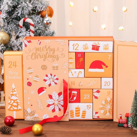 Christmas Advent Calendar DIY 24 Day Double Exposed Cover Christmas Filling Box Countdown Calendar Empty Box Christmas Gift 240118