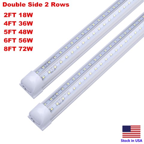 Linkable Shop Light Fixture 2 4 5 6 8 ft T8 LED Tube Integrate V Shape 4ft 8ft Fluorescent Light Replacement led light Fixture Warehouse Garage Lamp