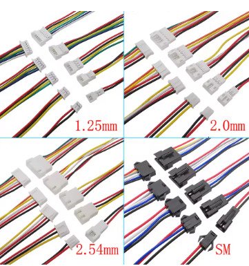 5Pair 1.25mm 2.0mm 2.54mm Pitch Mini JST PH XH SM Male Female Plug Socket Terminal Wires Cables Connector 2/3/4/5/6 Pin