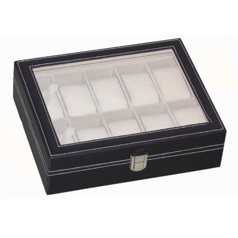Portable 10 Slots Watch Box Jewelry Bracelet Case Artificial Leather Alloy Composite Board Organizer Rings Display Holder