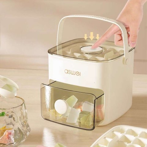 Cube Mold With Handle Press Food Grade Double Layer Ices Boxes Household Easy Clean Storage Box Portable Ice Mould 0709