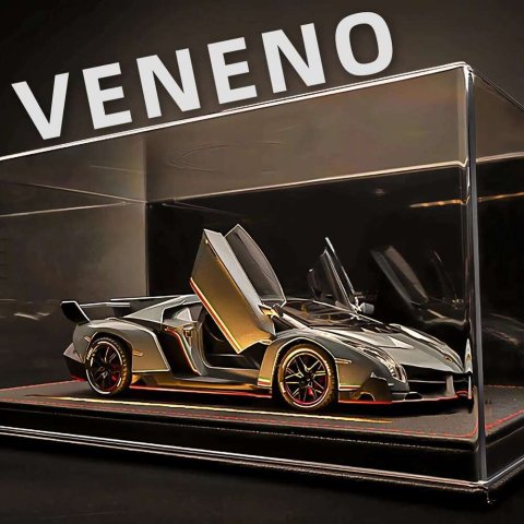 Diecast for Veneno Model Car 1/24 Scale Sports Toy Vehicle Door Can Be Opened Front Wheel Steerable