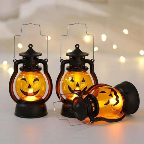 2024 New Halloween LED Retro Lantern Battery Operated Flickering Pumpkin Lanterns For Garden Landscape Decoration